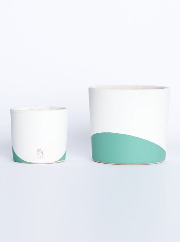 Maceta Verde Bosque con Blanco 14cm