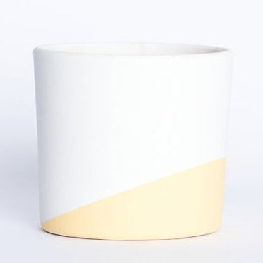 Maceta Amarilla con Blanco 14cm